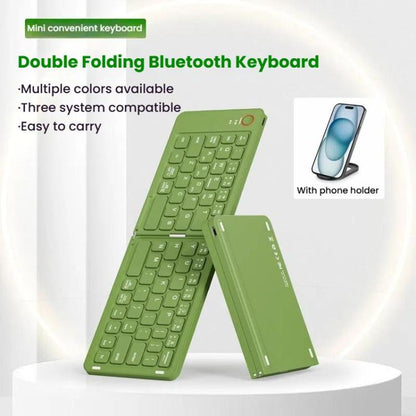 B023 Two Folding Portable Mini Wireless Bluetooth Keyboard Cell Phone Laptop Notebook Office Keyboard(White) - Mini Keyboard by buy2fix | Online Shopping UK | buy2fix