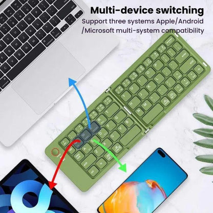 B023 Two Folding Portable Mini Wireless Bluetooth Keyboard Cell Phone Laptop Notebook Office Keyboard(White) - Mini Keyboard by buy2fix | Online Shopping UK | buy2fix