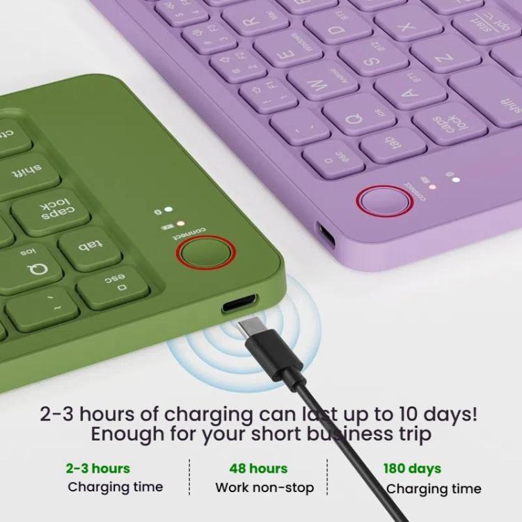 B023 Two Folding Portable Mini Wireless Bluetooth Keyboard Cell Phone Laptop Notebook Office Keyboard(Green) - Mini Keyboard by buy2fix | Online Shopping UK | buy2fix