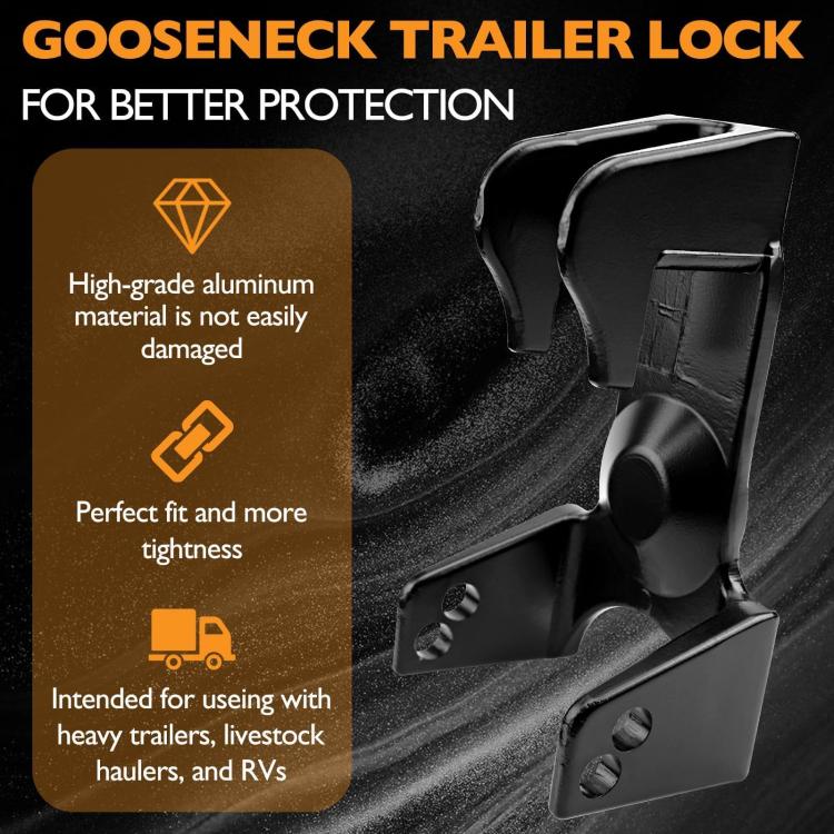 Coupler Gooseneck Hitch Trailer Lock For Heavy Trailer Transporter RV, Color: Black + Key Lock - Towing Bars by buy2fix | Online Shopping UK | buy2fix