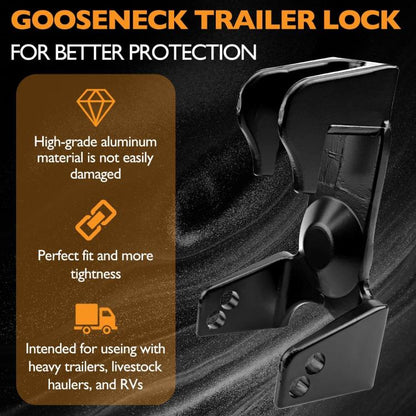 Coupler Gooseneck Hitch Trailer Lock For Heavy Trailer Transporter RV, Color: Black + Key Lock - Towing Bars by buy2fix | Online Shopping UK | buy2fix