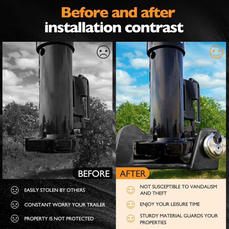 Coupler Gooseneck Hitch Trailer Lock For Heavy Trailer Transporter RV, Color: Black + Key Lock - Towing Bars by buy2fix | Online Shopping UK | buy2fix