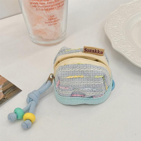 Sozakka Wireless Bluetooth Earphone Protective Case Cute Portable Storage Soft Cloth Case(Blue)