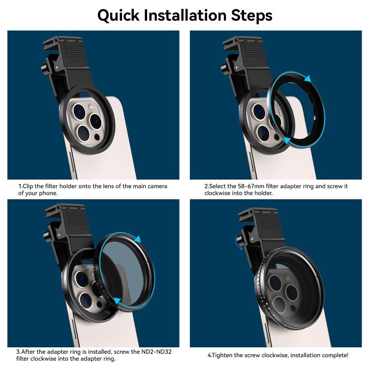 APEXEL APL-67CPL 67mm Cell Phone Photo Filter Adjustable Light Reducing Lens - Others Lens by APEXEL | Online Shopping UK | buy2fix