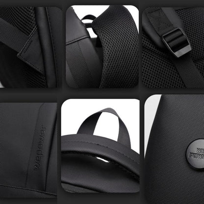 WEPOEWR Men 14-inch Laptop Backpack Waterproof Large Capacity Business Commuter backpack(Black) - Backpack by WEPOEWR | Online Shopping UK | buy2fix