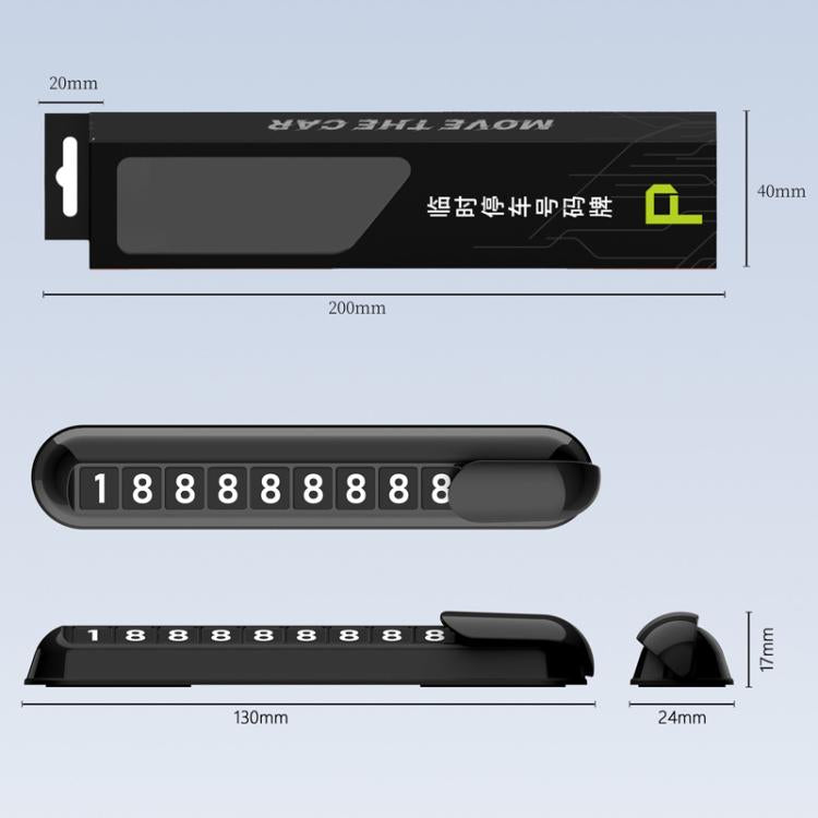 Car Temporary Parking License Plate Luminous Hidden Parking Phone Number Plate(Black) - Parking Card by buy2fix | Online Shopping UK | buy2fix