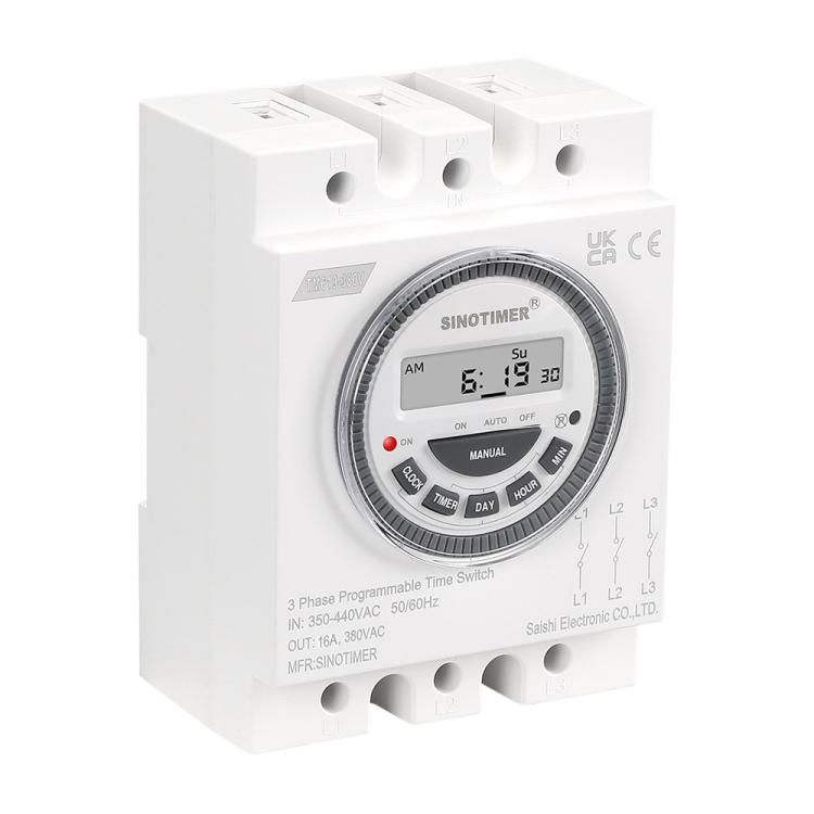 SINOTIMER TM619-380V 16A 3 Phase Timer Switch 7-Day Programmable Minimum Interval 1 Minute - Switch by SINOTIMER | Online Shopping UK | buy2fix