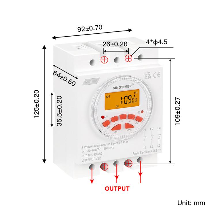 SINOTIMER CN109S-380V 16A  3 Phase Timer Switch 7-Day Programmable Minimum Interval 1s With Backlight - Switch by SINOTIMER | Online Shopping UK | buy2fix