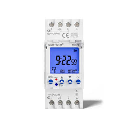 SINOTIMER  TM922-K 85-265V 16A 2-Way Dual-Channel Second Control 7-Day Timing Switch Module DIN Mounted Timer - Switch by SINOTIMER | Online Shopping UK | buy2fix