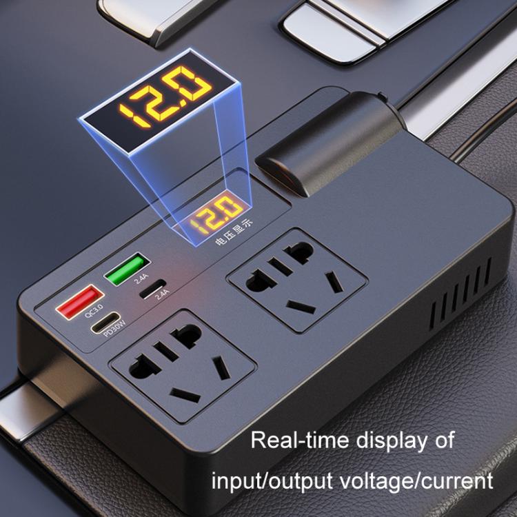 12V24V To 220V Car Multi-Function Inverter Socket Fast Charger(With Digital Display) - Others by buy2fix | Online Shopping UK | buy2fix