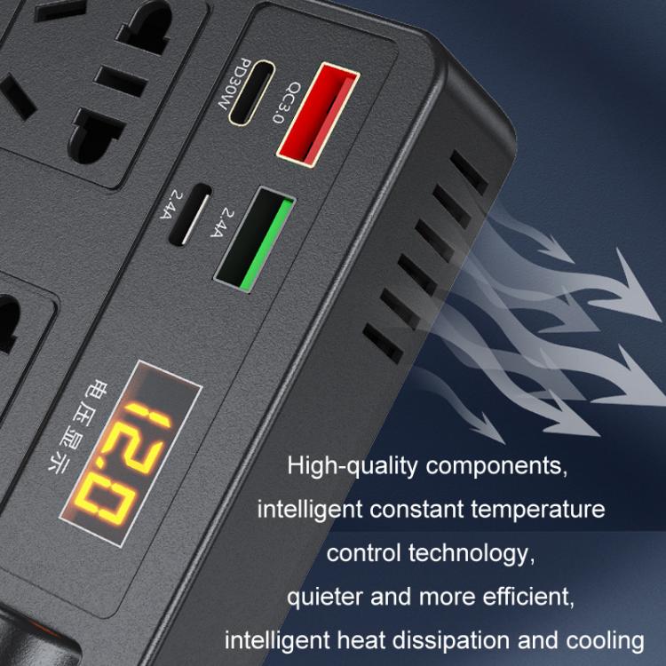 12V24V To 220V Car Multi-Function Inverter Socket Fast Charger(With Digital Display) - Others by buy2fix | Online Shopping UK | buy2fix