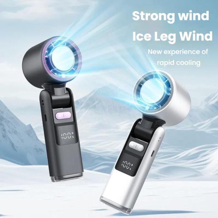 100-gear High Speed Handheld Fan Mini USB Rechargeable Foldable Portable Turbo Small Fan With Cooling(Black) - Electric Fans by buy2fix | Online Shopping UK | buy2fix