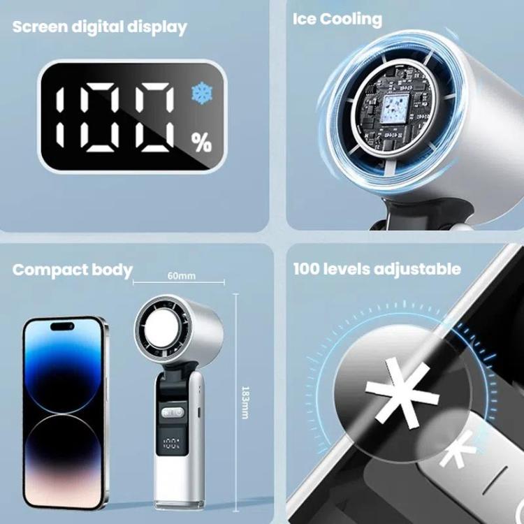 100-gear High Speed Handheld Fan Mini USB Rechargeable Foldable Portable Turbo Small Fan With Cooling(Pink) - Electric Fans by buy2fix | Online Shopping UK | buy2fix