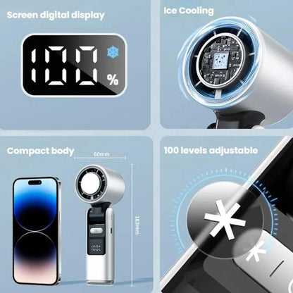 100-gear High Speed Handheld Fan Mini USB Rechargeable Foldable Portable Turbo Small Fan With Cooling(Pink) - Electric Fans by buy2fix | Online Shopping UK | buy2fix