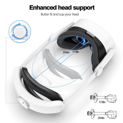 For Meta Quest 3S VR Headset Elite Head Strap Adjustable Comfort Decompression Headband(Gray White) - VR Accessories by buy2fix | Online Shopping UK | buy2fix