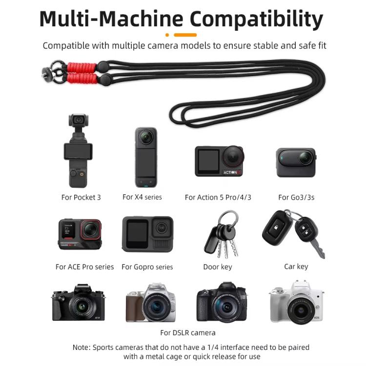 BRDRC Camera Strap Crossbody Lanyard With 1/4 inch Screw Anti-loss Rope Accessory(Black Red Knot) - Camera Strap by BRDRC | Online Shopping UK | buy2fix