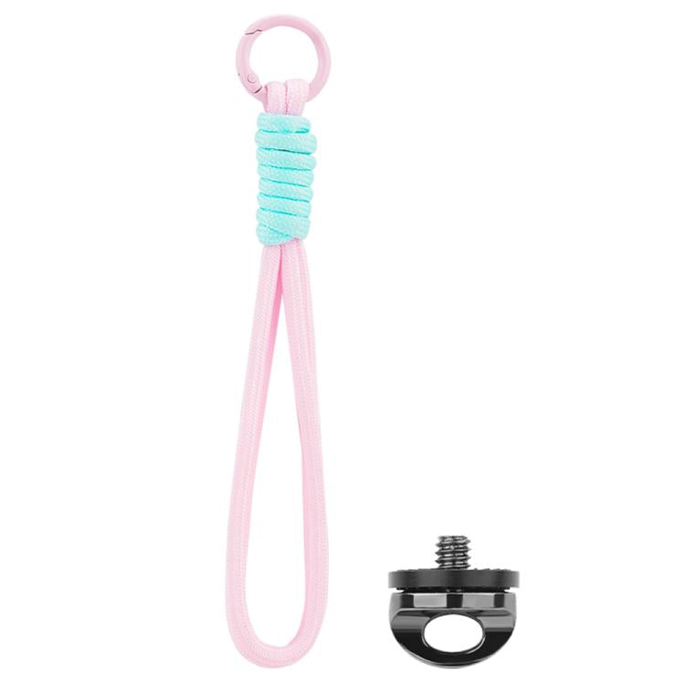 BRDRC Sports Camera Hand Lanyard With 1/4 inch Screw Loss Prevention Lanyard Wrist Strap Accessories(Light Pink Rope Blue Knot) - Camera Strap by BRDRC | Online Shopping UK | buy2fix