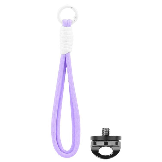 BRDRC Sports Camera Hand Lanyard With 1/4 inch Screw Loss Prevention Lanyard Wrist Strap Accessories(Purple Rope White Knot)
