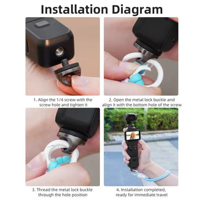 BRDRC Sports Camera Hand Lanyard With 1/4 inch Screw Loss Prevention Lanyard Wrist Strap Accessories(Light Pink Rope Blue Knot) - Camera Strap by BRDRC | Online Shopping UK | buy2fix