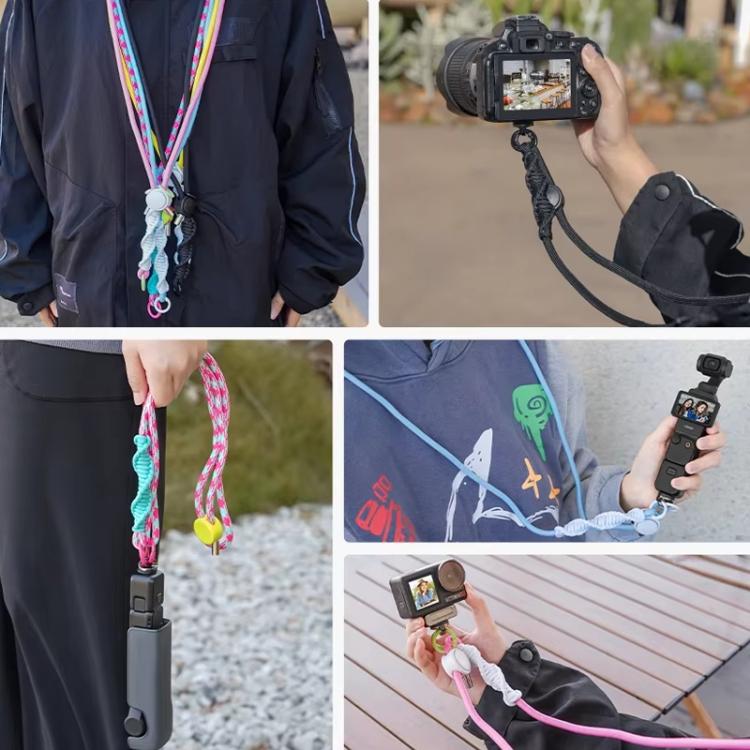 BRDRC Sport Camera Lanyard With 1/4 Inch Screw Anti-Lost Crossbody Lanyard(Pink Rope White Knot) - Camera Strap by BRDRC | Online Shopping UK | buy2fix