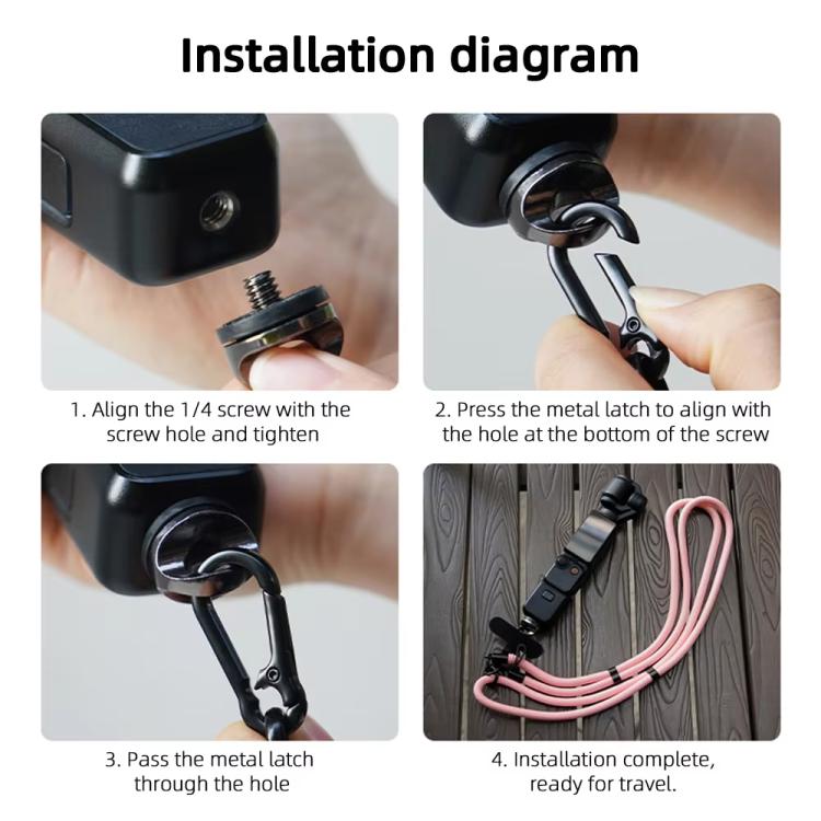 BRDRC Sport Camera Lanyard With 1/4 inch Screw Anti-Lost Crossbody Rope Accessory(Pink) - Camera Strap by BRDRC | Online Shopping UK | buy2fix