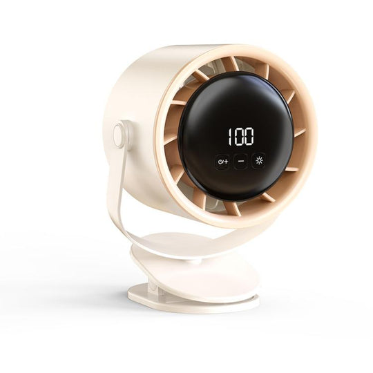 100-Gear High-Speed Circulating Fan Rechargeable Desktop Digital Display Turbo Wall-Mounted Fan, Style: Clip White