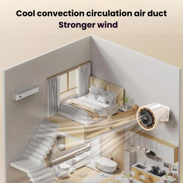 100-Gear High-Speed Circulating Fan Rechargeable Desktop Digital Display Turbo Wall-Mounted Fan, Style: Clip White - Electric Fans by buy2fix | Online Shopping UK | buy2fix