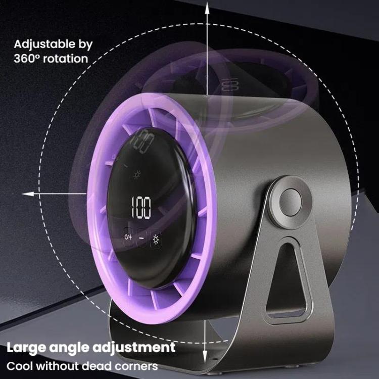 100-Gear High-Speed Circulating Fan Rechargeable Desktop Digital Display Turbo Wall-Mounted Fan, Style: Clip Gray - Electric Fans by buy2fix | Online Shopping UK | buy2fix