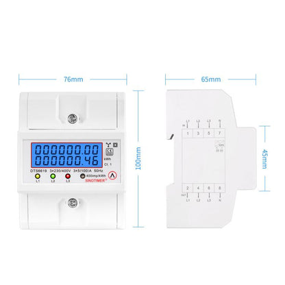 SINOTIMER DTS6619-046 100A 380V AC 3-phase 4 Wire Energy Meter Temporary Power Can Be Reset Din Rail Mounted - Energy Saving Timer Socket by SINOTIMER | Online Shopping UK | buy2fix