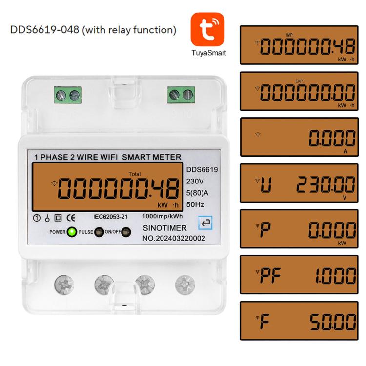 SINOTIMER DDS6619-048 80A With Switch Single-phase Tuya WiFi Energy Meter AC 220V - Energy Saving Timer Socket by SINOTIMER | Online Shopping UK | buy2fix