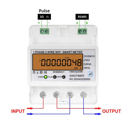 SINOTIMER DDS6619-048 80A With Switch Single-phase Tuya WiFi Energy Meter AC 220V - Energy Saving Timer Socket by SINOTIMER | Online Shopping UK | buy2fix