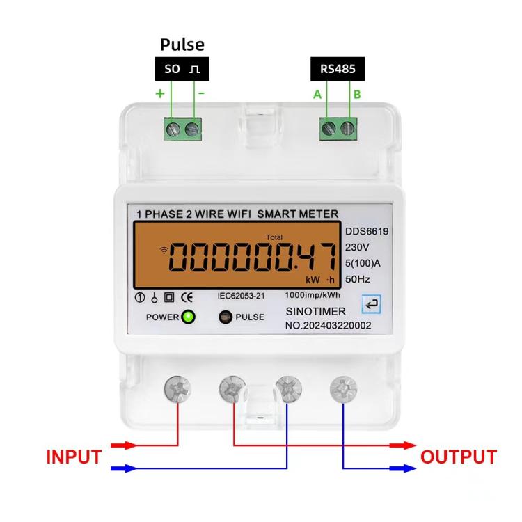 SINOTIMER DDS6619-047 100A Without Switch Single-phase Tuya WiFi Energy Meter AC 220V - Energy Saving Timer Socket by SINOTIMER | Online Shopping UK | buy2fix
