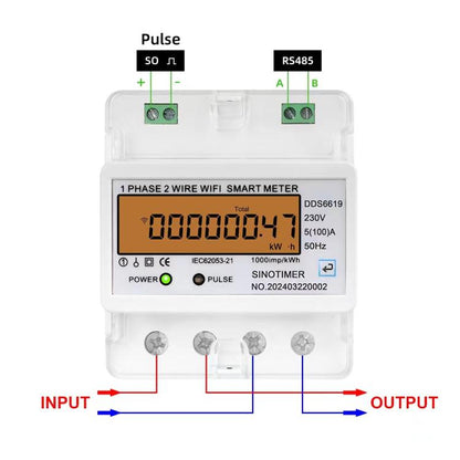 SINOTIMER DDS6619-047 100A Without Switch Single-phase Tuya WiFi Energy Meter AC 220V - Energy Saving Timer Socket by SINOTIMER | Online Shopping UK | buy2fix