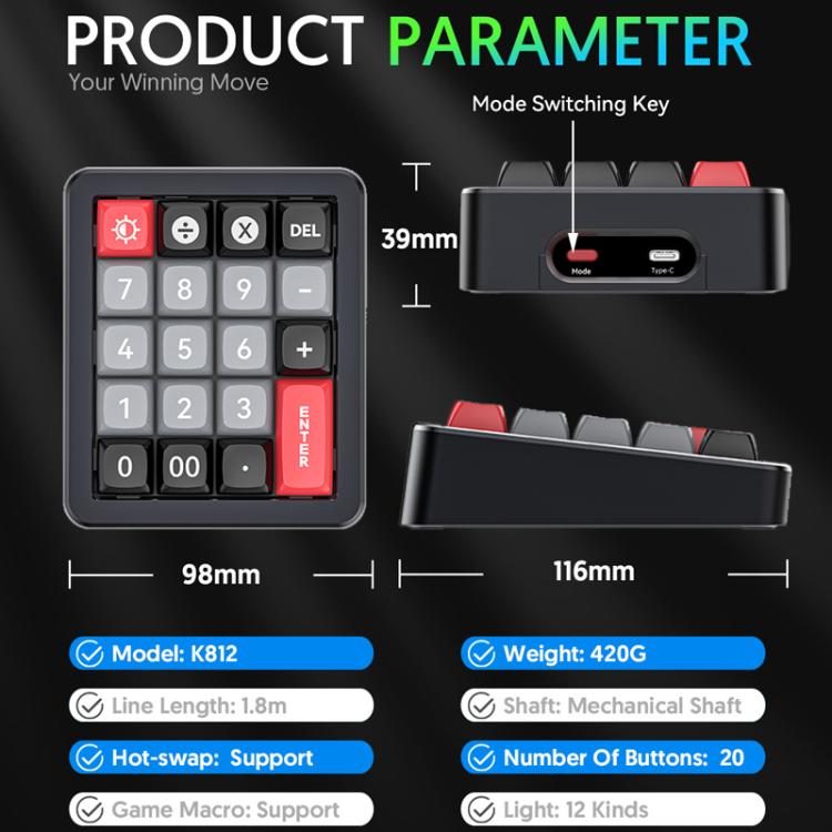 MKESPN K812 GASKET Aluminum Alloy RGB Hot-Swap Customized Wired Mini Mechanical Gaming Keyboard(Black) - Mini Keyboard by MKESPN | Online Shopping UK | buy2fix