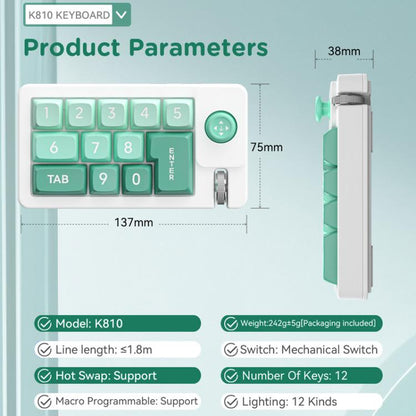 MKESPN K810 Joystick RGB Backlight Hot Swap Macro Customized Wired Mechanical Gaming Keyboard(Green) - Mini Keyboard by MKESPN | Online Shopping UK | buy2fix