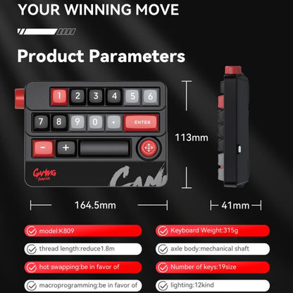 MKESPN RGB Hot Swap Wired Mechanical Keyboard Rocker Knob Programming Macro Custom Gaming Keyboard(Black) - Mini Keyboard by MKESPN | Online Shopping UK | buy2fix