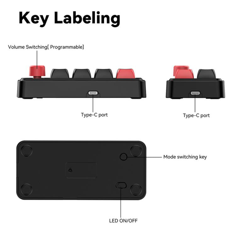 MKESPN 8-Key Wired Hot-Swappable Macro Definition Gaming Mechanical Keyboard With Knob(Black) - Mini Keyboard by MKESPN | Online Shopping UK | buy2fix