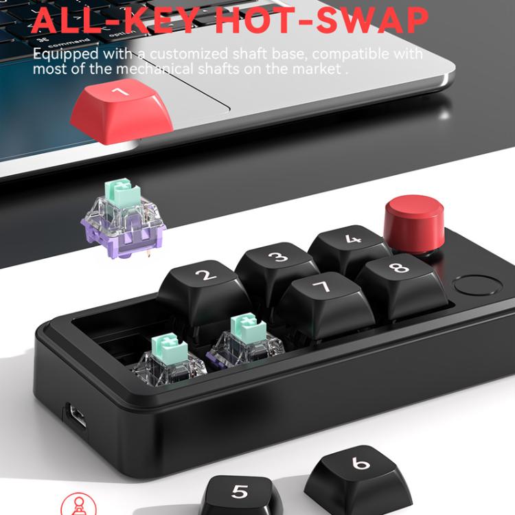 MKESPN 8-Key Wired Hot-Swappable Macro Definition Gaming Mechanical Keyboard With Knob(Black) - Mini Keyboard by MKESPN | Online Shopping UK | buy2fix