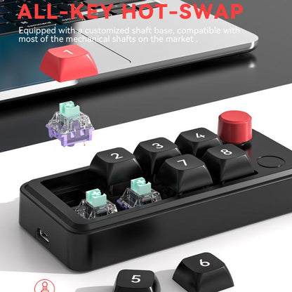 MKESPN 8-Key Wired Hot-Swappable Macro Definition Gaming Mechanical Keyboard With Knob(Black) - Mini Keyboard by MKESPN | Online Shopping UK | buy2fix