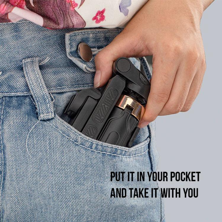 Pocket Mini Selfie Stick 3 In 1 Extendable Grip Phone Tripod With Bluetooth Remote Control(Black) - Stand by buy2fix | Online Shopping UK | buy2fix