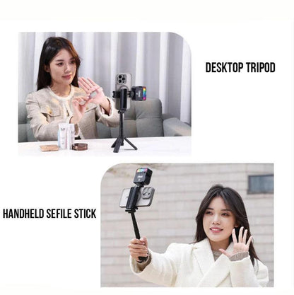 Pocket Mini Selfie Stick 3 In 1 Extendable Grip Phone Tripod With Bluetooth Remote Control(Black) - Stand by buy2fix | Online Shopping UK | buy2fix