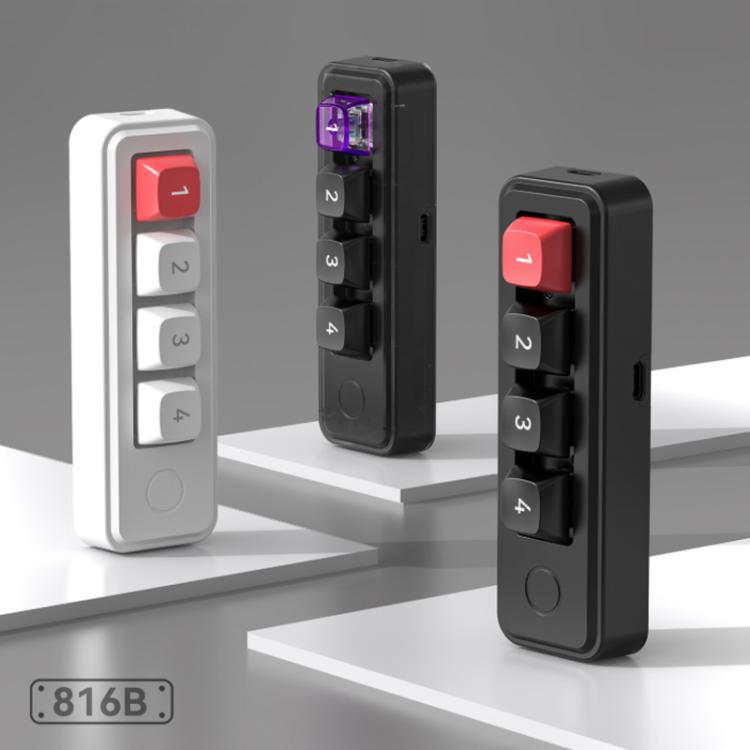 MKESPN 4-Key Macro Programmable Mechanical Gaming Keyboard With Dual USB-C Ports Hot-Swappable RGB Backlit 816B Black - Wired Keyboard by MKESPN | Online Shopping UK | buy2fix