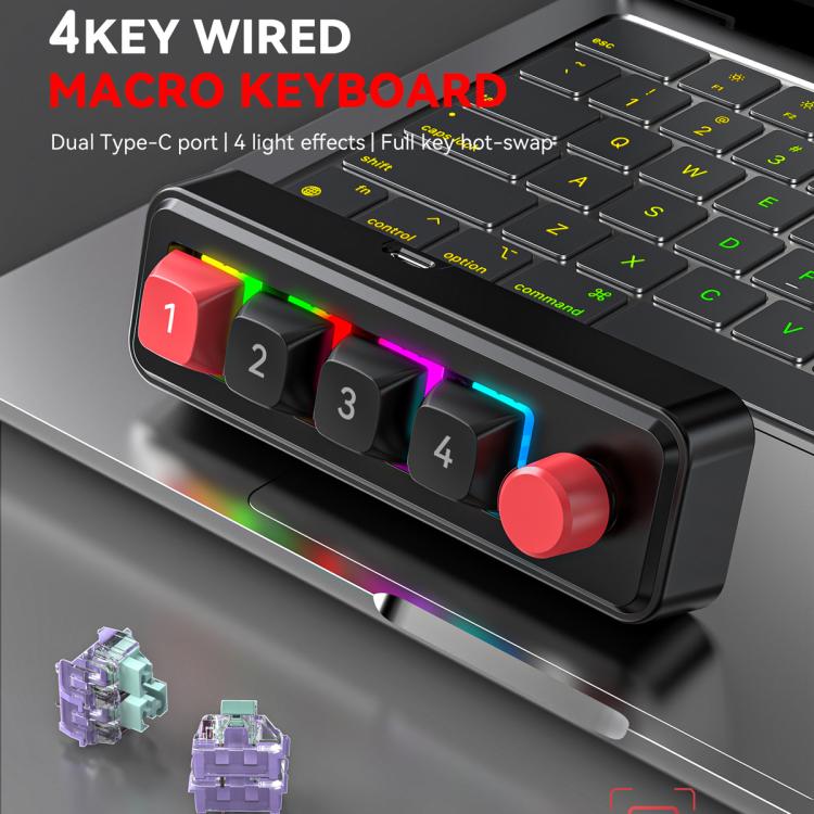 MKESPN 4-Key Macro Programmable Mechanical Gaming Keyboard With Dual USB-C Ports Hot-Swappable RGB Backlit 816A White - Wired Keyboard by MKESPN | Online Shopping UK | buy2fix