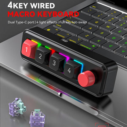 MKESPN 4-Key Macro Programmable Mechanical Gaming Keyboard With Dual USB-C Ports Hot-Swappable RGB Backlit 816A White - Wired Keyboard by MKESPN | Online Shopping UK | buy2fix