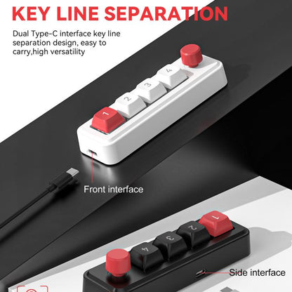 MKESPN 4-Key Macro Programmable Mechanical Gaming Keyboard With Dual USB-C Ports Hot-Swappable RGB Backlit 816B Black - Wired Keyboard by MKESPN | Online Shopping UK | buy2fix