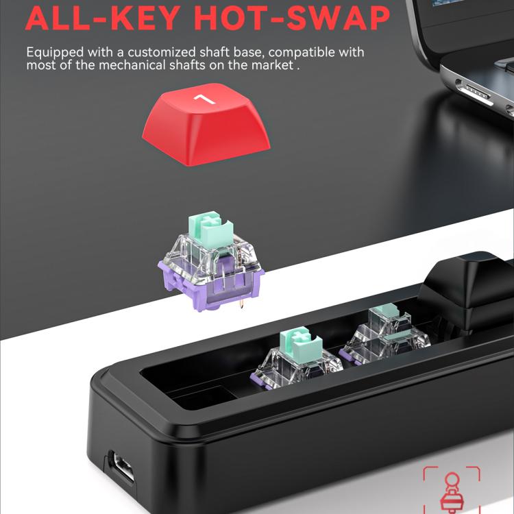 MKESPN 4-Key Macro Programmable Mechanical Gaming Keyboard With Dual USB-C Ports Hot-Swappable RGB Backlit 816B Black - Wired Keyboard by MKESPN | Online Shopping UK | buy2fix