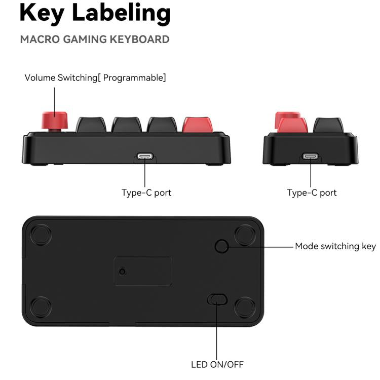 MKESPN 4-Key Macro Programmable Mechanical Gaming Keyboard With Dual USB-C Ports Hot-Swappable RGB Backlit 816A White - Wired Keyboard by MKESPN | Online Shopping UK | buy2fix