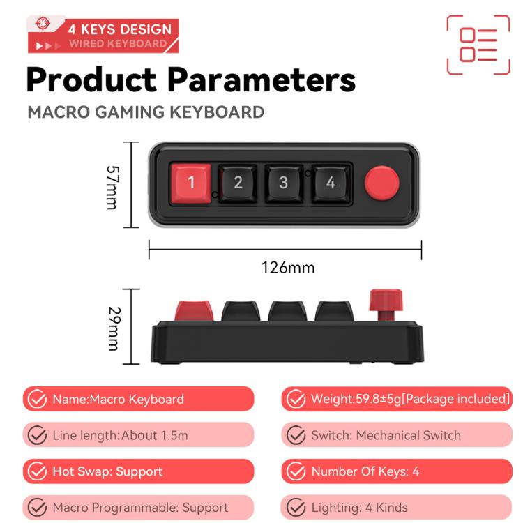 MKESPN 4-Key Macro Programmable Mechanical Gaming Keyboard With Dual USB-C Ports Hot-Swappable RGB Backlit 816B White - Wired Keyboard by MKESPN | Online Shopping UK | buy2fix