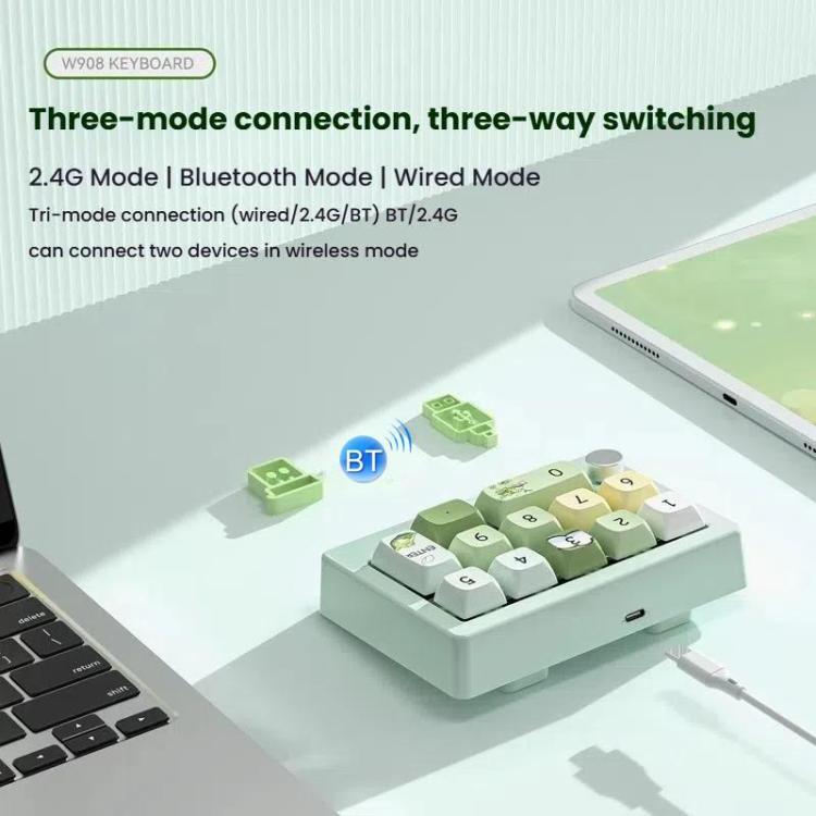 MKESPN W908 Wireless Tri-Mode Hot-Swappable Macro-Defined RGB Backlit Gaming Mechanical Keypad(White) - Mini Keyboard by MKESPN | Online Shopping UK | buy2fix