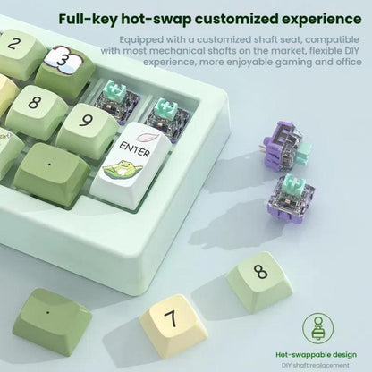 MKESPN W908 Wireless Tri-Mode Hot-Swappable Macro-Defined RGB Backlit Gaming Mechanical Keypad(Light Green) - Mini Keyboard by MKESPN | Online Shopping UK | buy2fix